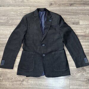 S. Cohen Montreal Mens Sport Coat Size 42R Long Navy Blue Wool Silk Blazer Paulo